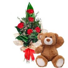 5 Red Roses With Teddy 5 Red Roses With Teddy